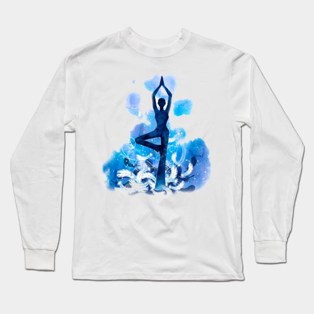 Yoga blue Long Sleeve T-Shirt by Munayki